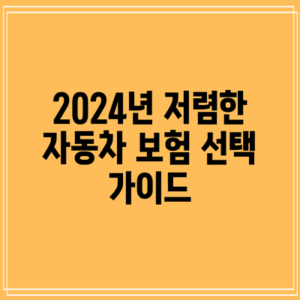 2024년 저렴한 자동차 보험 선택 가이드