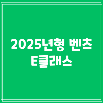 2025년형 벤츠 E클래스