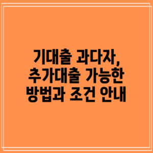 기대출 과다자, 추가대출 가능한 방법과 조건 안내