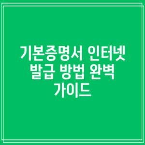 기본증명서 인터넷 발급 방법 완벽 가이드