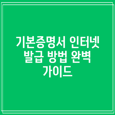 기본증명서 인터넷 발급 방법 완벽 가이드