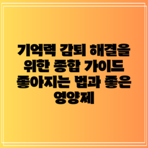 기억력 감퇴 해결을 위한 종합 가이드: 좋아지는 법과 좋은 영양제