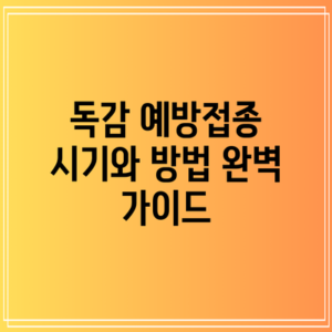독감 예방접종 시기와 방법 완벽 가이드