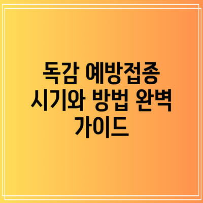 독감 예방접종 시기와 방법 완벽 가이드