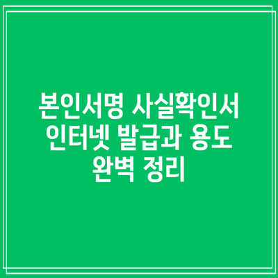 본인서명 사실확인서 인터넷 발급과 용도 완벽 정리