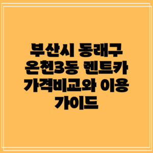 부산시 동래구 온천3동 렌트카 가격비교와 이용 가이드