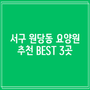 서구 원당동 요양원 추천 BEST 3곳