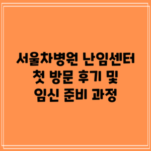 서울차병원 난임센터 첫 방문 후기 및 임신 준비 과정