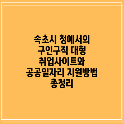 속초시 청에서의 구인구직: 대형 취업사이트와 공공일자리 지원방법 총정리