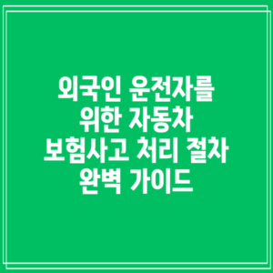 외국인 운전자를 위한 자동차 보험사고 처리 절차 완벽 가이드