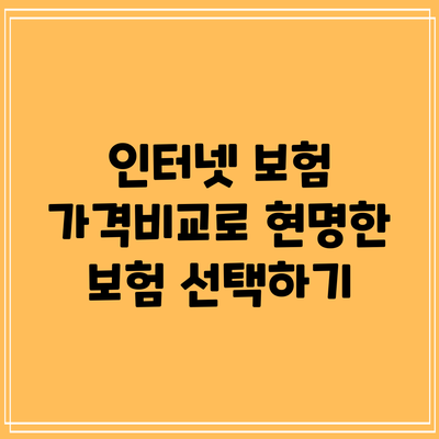 인터넷 보험 가격비교로 현명한 보험 선택하기