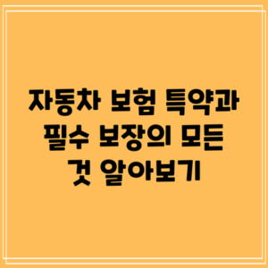 자동차 보험 특약과 필수 보장의 모든 것 알아보기
