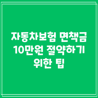 자동차보험 면책금 10만원 절약하기 위한 팁