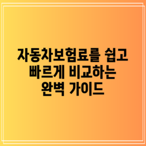 자동차보험료를 쉽고 빠르게 비교하는 완벽 가이드