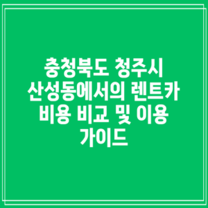 충청북도 청주시 산성동에서의 렌트카 비용 비교 및 이용 가이드