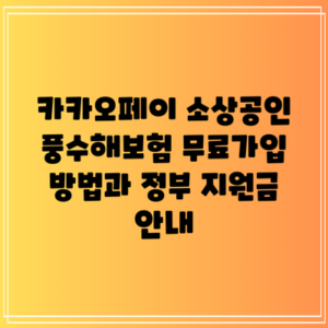 카카오페이 소상공인 풍수해보험: 무료가입 방법과 정부 지원금 안내