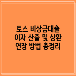토스 비상금대출 이자 산출 및 상환 연장 방법 총정리