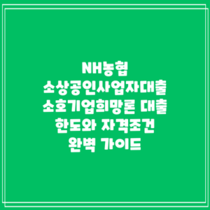 NH농협 소상공인사업자대출 소호기업희망론: 대출 한도와 자격조건 완벽 가이드