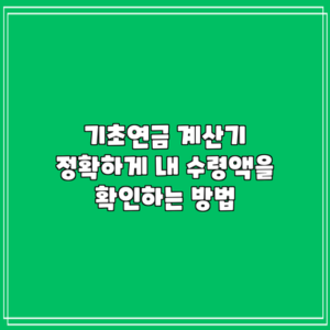 기초연금 계산기: 정확하게 내 수령액을 확인하는 방법