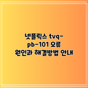넷플릭스 tvq-pb-101 오류 원인과 해결방법 안내