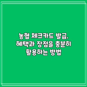 농협 체크카드 발급, 혜택과 장점을 충분히 활용하는 방법