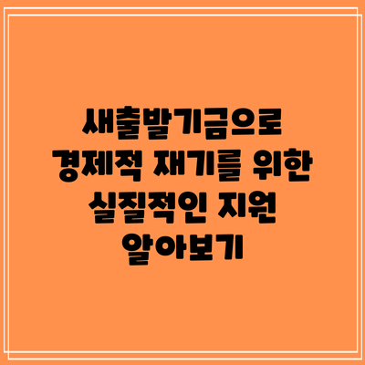 새출발기금으로 경제적 재기를 위한 실질적인 지원 알아보기