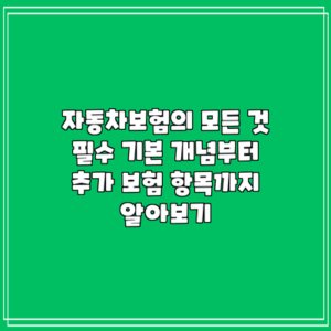 자동차보험의 모든 것: 필수 기본 개념부터 추가 보험 항목까지 알아보기