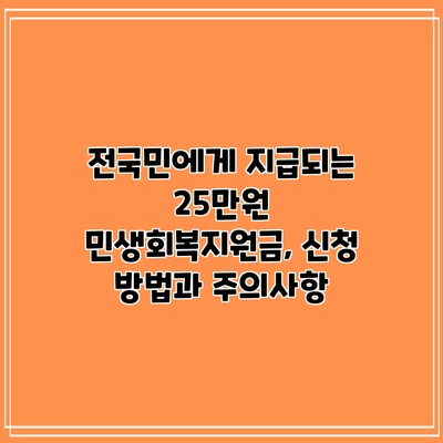 전국민에게 지급되는 25만원 민생회복지원금, 신청 방법과 주의사항
