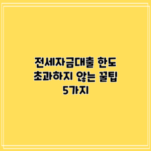 전세자금대출 한도 초과하지 않는 꿀팁 5가지