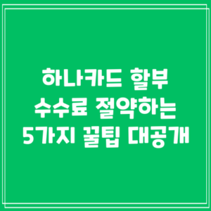 하나카드 할부 수수료 절약하는 5가지 꿀팁 대공개