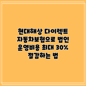 현대해상 다이렉트 자동차보험으로 법인 운영비용 최대 30% 절감하는 법