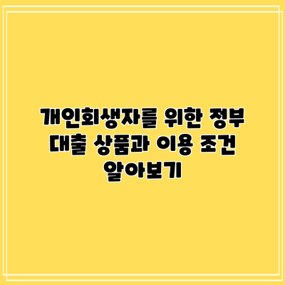 개인회생자를 위한 정부 대출 상품과 이용 조건 알아보기