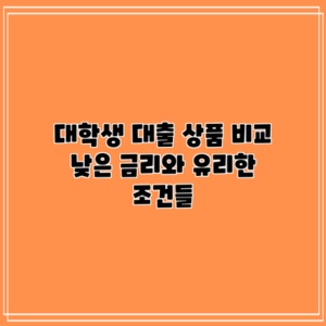 대학생 대출 상품 비교: 낮은 금리와 유리한 조건들