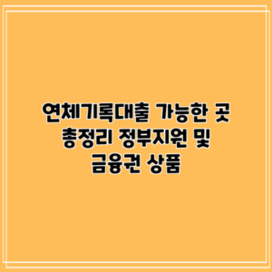 연체기록대출 가능한 곳 총정리: 정부지원 및 금융권 상품