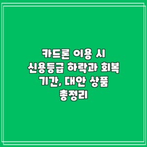 카드론 이용 시 신용등급 하락과 회복 기간, 대안 상품 총정리