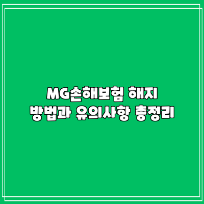 MG손해보험 해지 방법과 유의사항 총정리