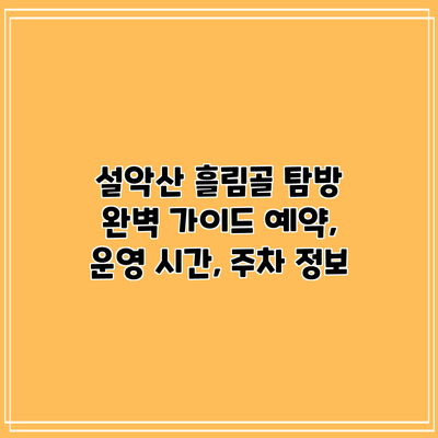 설악산 흘림골 탐방 완벽 가이드: 예약, 운영 시간, 주차 정보