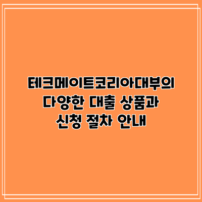 테크메이트코리아대부의 다양한 대출 상품과 신청 절차 안내