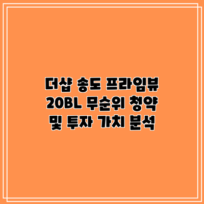 더샵 송도 프라임뷰 20BL 무순위 청약 및 투자 가치 분석