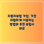 자동차보험 가입, 가장 저렴하게 이용하는 방법과 추천 보험사 비교