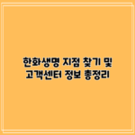 한화생명 지점 찾기 및 고객센터 정보 총정리