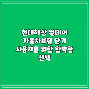 현대해상 원데이 자동차보험: 단기 사용자를 위한 완벽한 선택